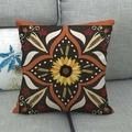 Linnen kussensloop met zonnebloem en tarwe op grijze bank voor herfstdecoratie - 45x45 cm / Zonnebloem Oogst Stijl (2)