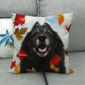Housse de coussin en lin d'automne avec portrait de chien noir et feuilles d'érable - Style Automne Berger Noir Feuilles d'Érable (5)