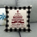 Merry Christmas linen pillow cover with buffalo plaid pattern and festive typography - Merry Christmas And Happy New Year Style