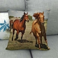 Linen throw pillow cover featuring running horses oil painting design for sofa decor - Realistic Photography Galloping Herd (6)