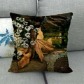 Herbst Kissenbezug aus Leinen mit Ahornblättern und kleinem weißen Blumenmuster - Kleine Blumen und Getrocknete Blätter (19)