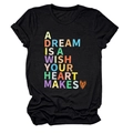 Detail of black cotton T-shirt featuring colorful quote print and heart graphic design - Black