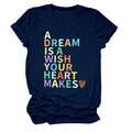 Detail of colorful lettering print on navy blue cotton crew neck short sleeve T-shirt - Navy Blue