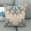 Bohemian geometric mandala linen throw pillow cover on a modern grey fabric sofa - Colorful Painted Mandala Style (4) / 45x45cm (Pillow Case Only)
