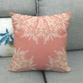 Bohemian geometric floral linen pillowcase in salmon pink on a cozy sofa setting - Salmon Retro Floral Style (5) / 45x45cm (Pillow Case Only)