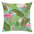Tropical square pillowcase featuring pink flamingo and palm leaves on mint green base - 45x45cm / Flamingo Mint Green Style (5)