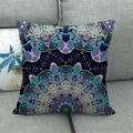 Detailed texture of bohemian mandala throw pillow cover on a grey fabric sofa - Dark Blue Kaleidoscope Style (7) / 45x45cm (Pillow Case Only)