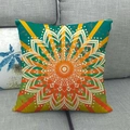 Square bohemian mandala cushion cover with geometric patterns on a grey fabric sofa - Ethnic Style Mandala Pattern (8)
