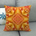 Detailed texture of bohemian linen pillowcase with symmetrical mandala pattern - Orange Yellow Radiant Mandala (10)