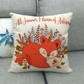 Kissenbezug aus Leinen mit schlafendem Rotfuchs und Blumen auf grauem Sofa - Schlafender Rotfuchs Herbsttraum Stil (3)