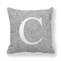 Federa in pelle di pesca glitterata argento con lettera C bianca - Lettera C
