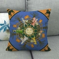 Böhmischer Kissenbezug aus Leinen mit Halloween-Illustration auf einem grauen Sofa - Halloween-Illustration