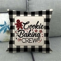 Christmas buffalo plaid pillow case featuring a red gingerbread man and baking crew print - Gingerbread Man Cookie Baking Crew Style