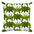 Square throw pillow cover with white base and tropical green leaf print decoration - 45x45cm / Fresh Green Leaves White Style (9)