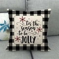 Christmas buffalo check pillow case with 'tis the season to be JOLLY' text and snowflakes - Tis The Season Jolly Snowflakes Style
