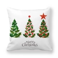 Christmas tree peach skin pillowcase with Merry Christmas text on white background - Three Artistic Trees (22) / 18x18 Inch