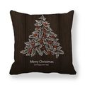 Federa marrone con venature del legno, albero di Natale bianco e palline rosse - Venatura del Legno Albero di Natale Bianco (1)