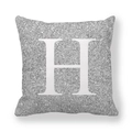 Federa argento con paillettes con lettera H bianca e trama glitterata elegante - Lettera H