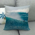 Close-up of a surf-themed linen pillowcase featuring high-quality fabric texture - 45x45cm / Surfing Strength Style (9)