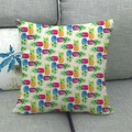 Macro detail of geometric pineapple pattern on linen pillow cover with woven texture - 18x18 Inch / Colorful Regularly Arranged Pineapples (6)