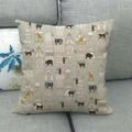 Detail of linen cushion cover featuring vintage architecture and wild animal patterns - Retro Tower Buildings Wildlife (13)