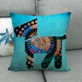 Bohemian blue linen pillowcase with abstract geometric dog pattern on a gray sofa - Geometric Artistic Dog Pattern / 45*45cm (No Core)