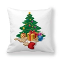White square pillowcase with Christmas tree, gingerbread man, and gift box patterns - All Elements Christmas Tree (8) / 18x18 Inch
