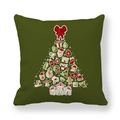 Dark green square pillowcase with Christmas tree pattern and Merry Christmas text - Dark Green Elements Christmas Tree (10) / 18x18 Inch