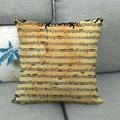 Close-up of vintage linen pillowcase with music sheet notes on a gray sofa - Vintage Note Numbers Style (4) / 45x45cm