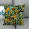 Detail of artistic lemon pattern cushion cover on a gray sofa with watercolor texture - Lemon Branch Style (7)
