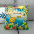 Close-up of linen pillowcase with vibrant sea turtle print and batik floral patterns - Batik Style Sea Turtle Style (15)