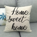 Detail of linen cushion cover with black Home Sweet Home script on a grey fabric sofa - Minimalist Black Slogan Style (8) / 18x18 Inch