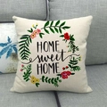Linen decorative pillowcase featuring a floral wreath and Home sweet Home typography - Colorful Small Wreath Style (9) / 18x18 Inch