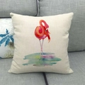 Detailed macro view of the textured linen fabric and watercolor flamingo print - Elegant Flamingo Watercolor(3)