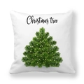 White square peach skin pillowcase with green Christmas tree print and holiday text - Black Text Christmas Tree (17) / 18x18 Inch