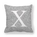 Federa per cuscino glitter argento con lettera X bianca in stile moderno ed elegante - Lettera X