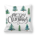 White pillow cover featuring green Christmas tree and Merry Christmas script - Watercolor Simple Christmas Tree (18) / 18x18 Inch