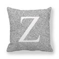Federa decorativa per cuscino in glitter argento con design a lettera Z bianca - Lettera Z