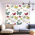 Modern living room wall tapestry featuring colorful watercolor butterfly and dot patterns - Peach Skin / Style 1