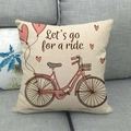 Dettaglio della trama in lino sulla fodera del cuscino con bici vintage e palloncini - Bicicletta Palloncini Cuore Rosa (4)