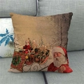 Dettaglio della federa in lino con disegno a mano di Babbo Natale e degli scheletri - Slitta di Babbo Natale Scheletro / 45x45cm