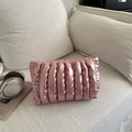 Pochette per cosmetici rosa metallizzato con design a nuvola pieghettata elegante - Rosa