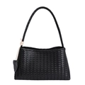 Chic black hand-woven shoulder bag with intricate Intrecciato craft and knotted detail - Black