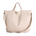 Minimalistische beige Cord-Tragetasche mit verstellbarem Schultergurt für den Alltag - Weiß