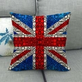 Linen Union Jack throw pillow with colorful polka dot pattern on a grey sofa - Pop Polka Dot Style(5) / 18x18 Inch