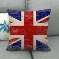 Close-up of a square linen cushion cover featuring a vintage Union Jack flag design - Artistic Faded Style(7) / 18x18 Inch
