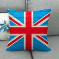 Detail of Union Jack linen pillow cover with vintage wood grain texture on grey sofa - Horizontal Wood Slat Style(12) / 18x18 Inch