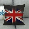 Close-up of a vintage Union Jack linen pillowcase featuring a distressed union flag print - Granular Frosted Style(14) / 18x18 Inch