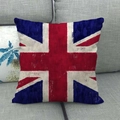 Detailed macro view of linen texture and painted Union Jack flag on the sofa cushion cover - Oil Painting Brushstroke Style(15) / 18x18 Inch
