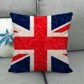 Close-up of vintage Union Jack linen throw pillow cover with rustic fabric texture - Coarse Hemp Texture Style(16) / 18x18 Inch
